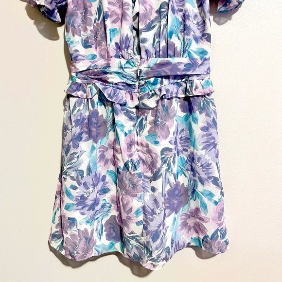 NWT For Love & Lemons Shelly Floral Lilac Ruffled Mini Puff Sleeve DressMSRP$236 - Picture 15 of 16